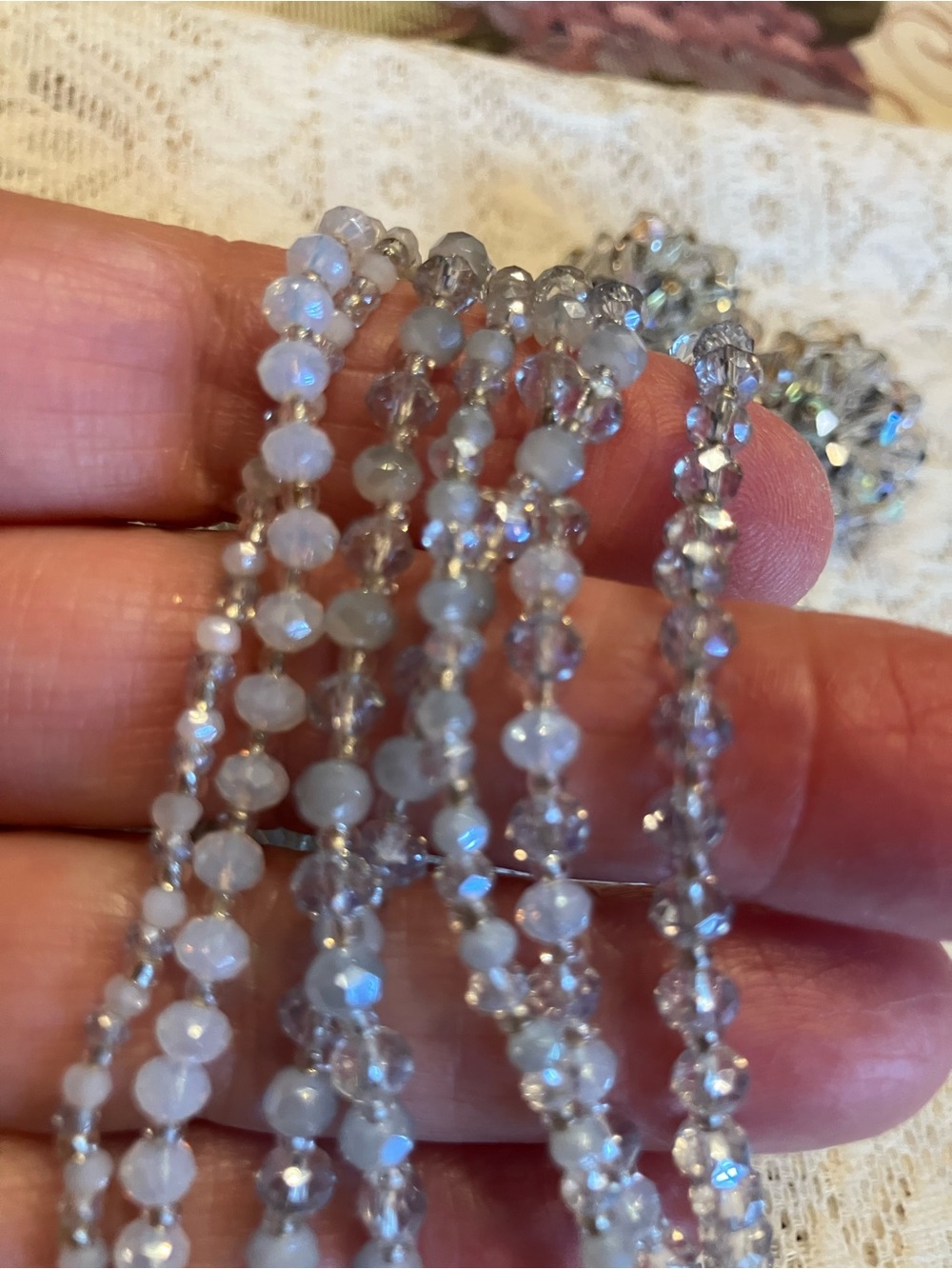 CUT CRYSTAL AND AB CRYSTAL BRACELETS AND EARRINGS - Picture 11 of 14